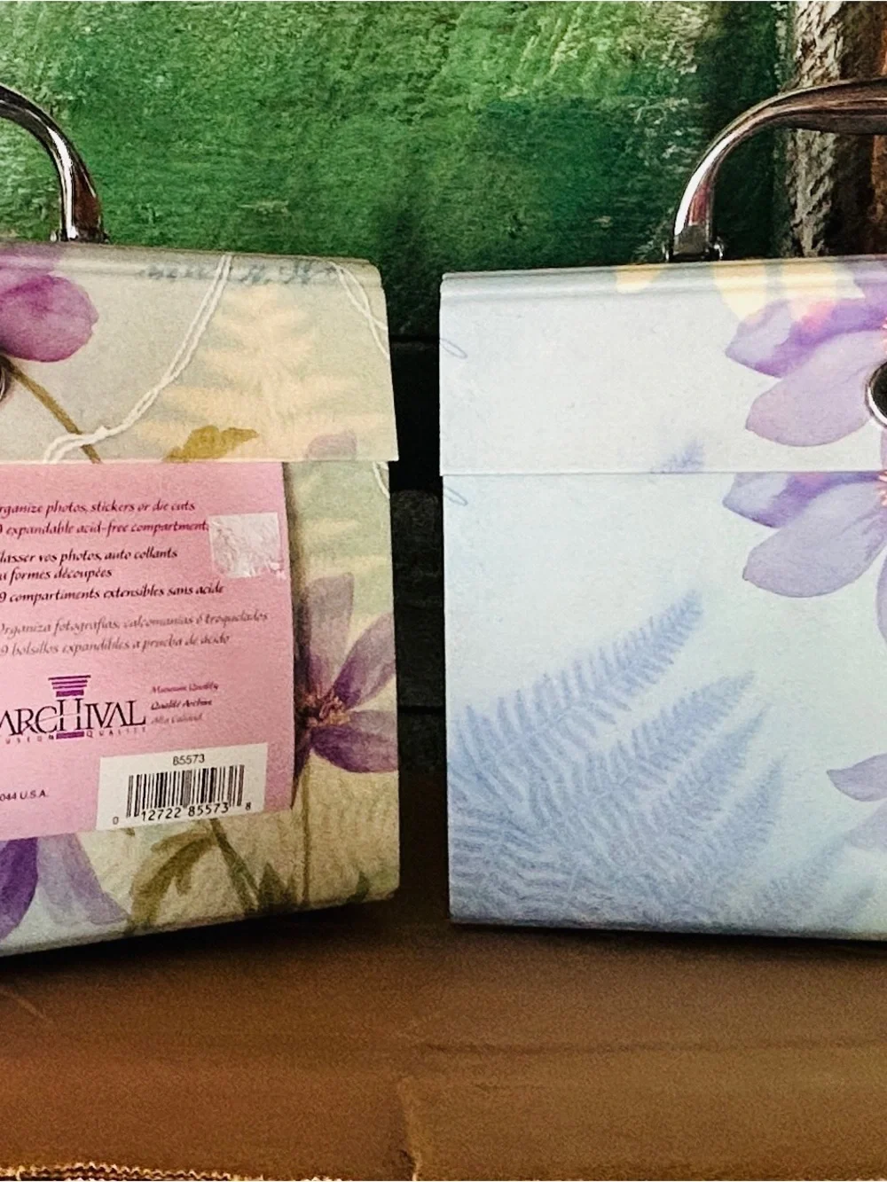 Floral Photo/Sticker Storage Boxes in Lavender and Cream